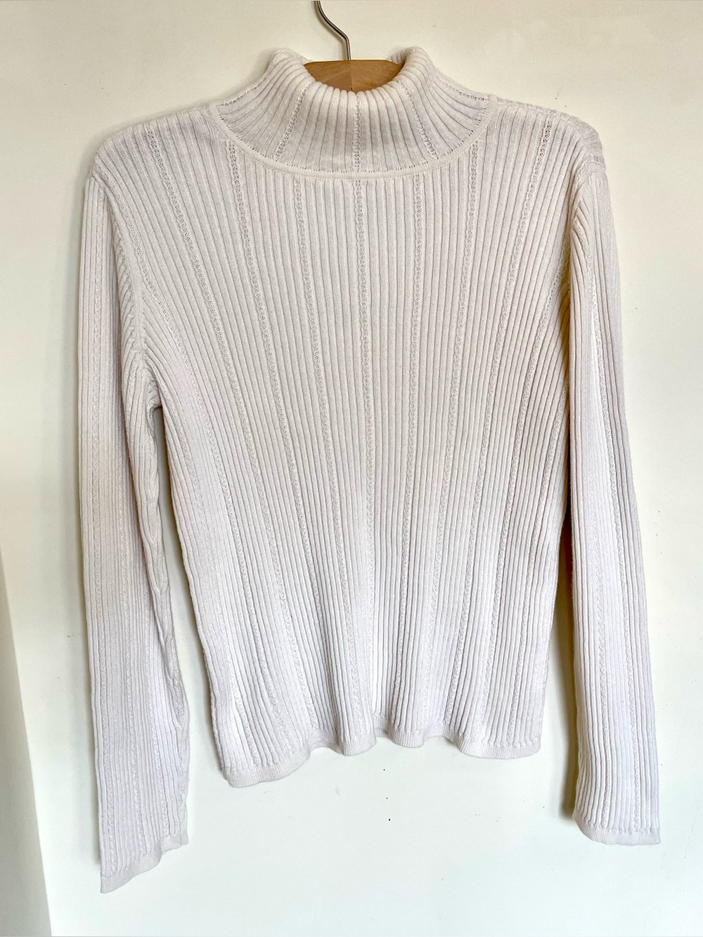 Liz Claiborne Lizsport Ribbed Off White Cotton Turtleneck Sweater